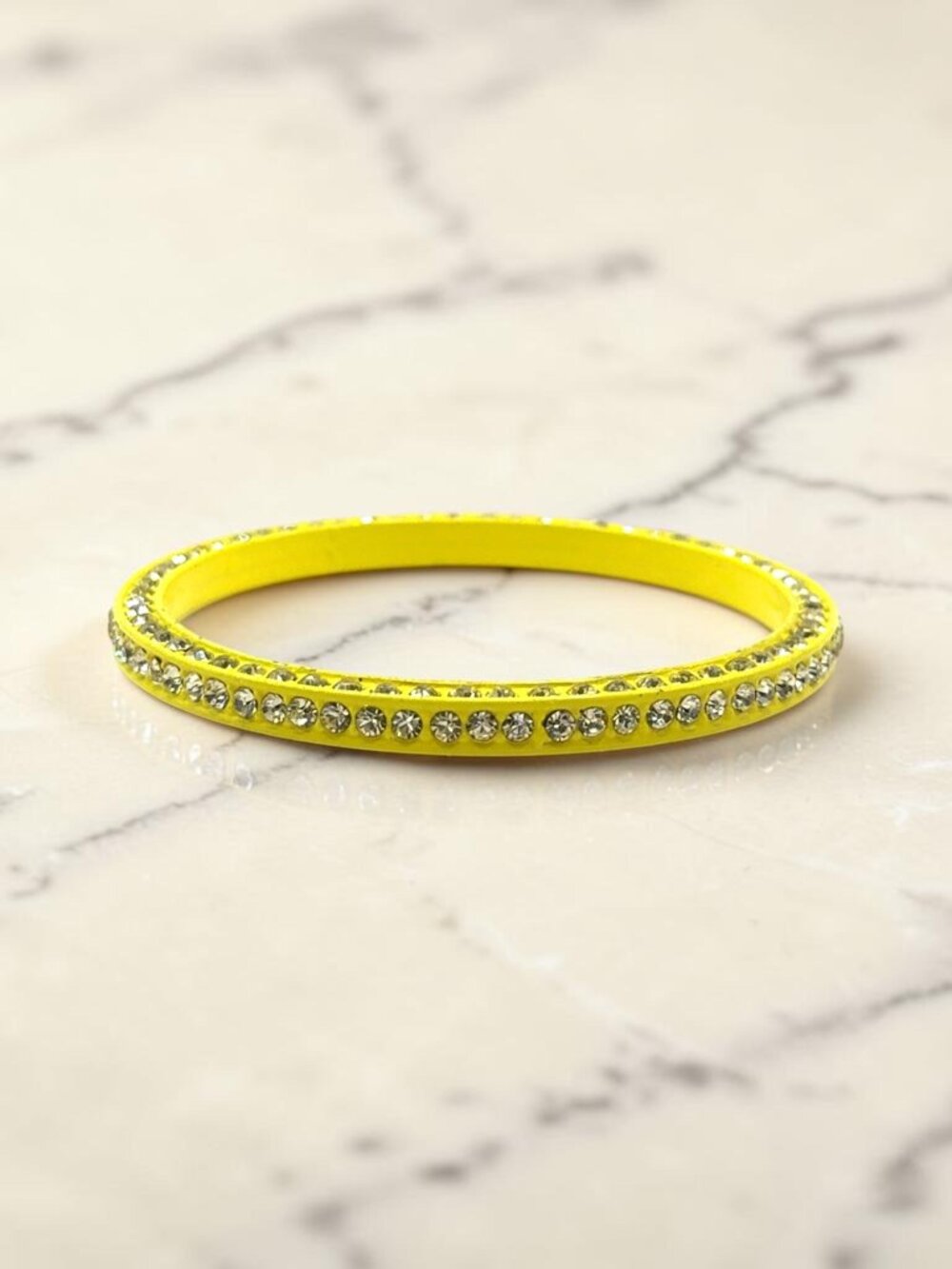Yellow Eternity Bangle Bracelet with Rhinestones